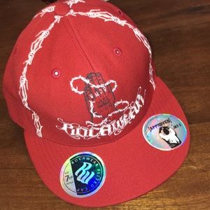 NEW Rocawear Y2K RED "Wired" Logo Front Cap Fitted HAT 7 3/8
